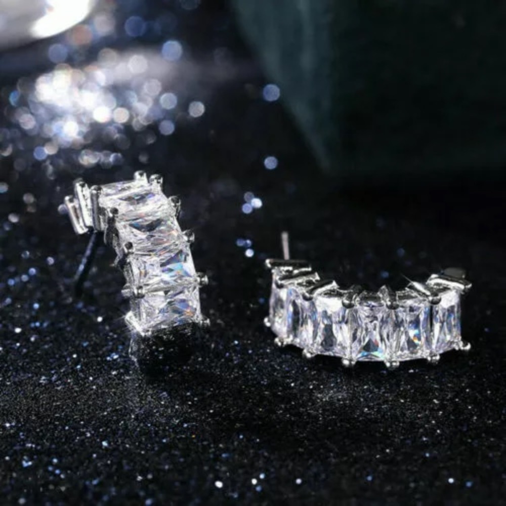 Cecily Diamond Baguette Hoops
